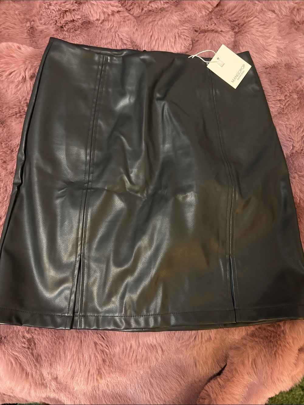 Mango Black Faux Leather Mini Skirt